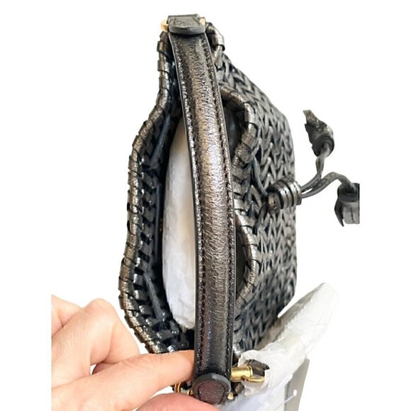 Anya Hindmarch Neeson Drawstring Micro Bag Leather Anthracite Bucket Crossbody - Picture 5 of 15